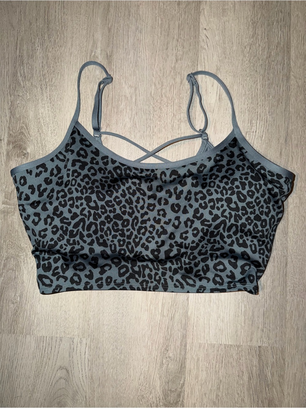 PINK XL Gray Leopard Padded Sports Bra